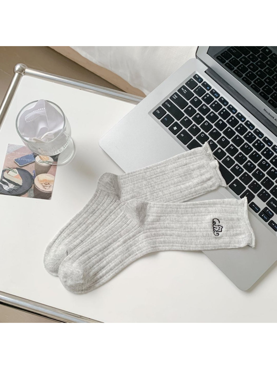 Rufia - Cat Embroidery Ribbed Crew Socks product image 7