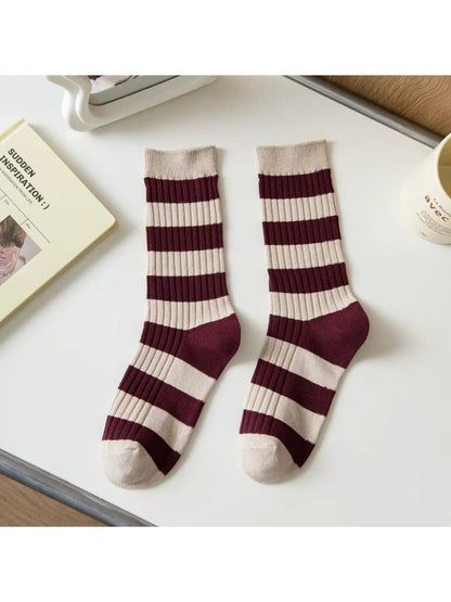 Rufia - College Style Wide Stripe Crew Socks