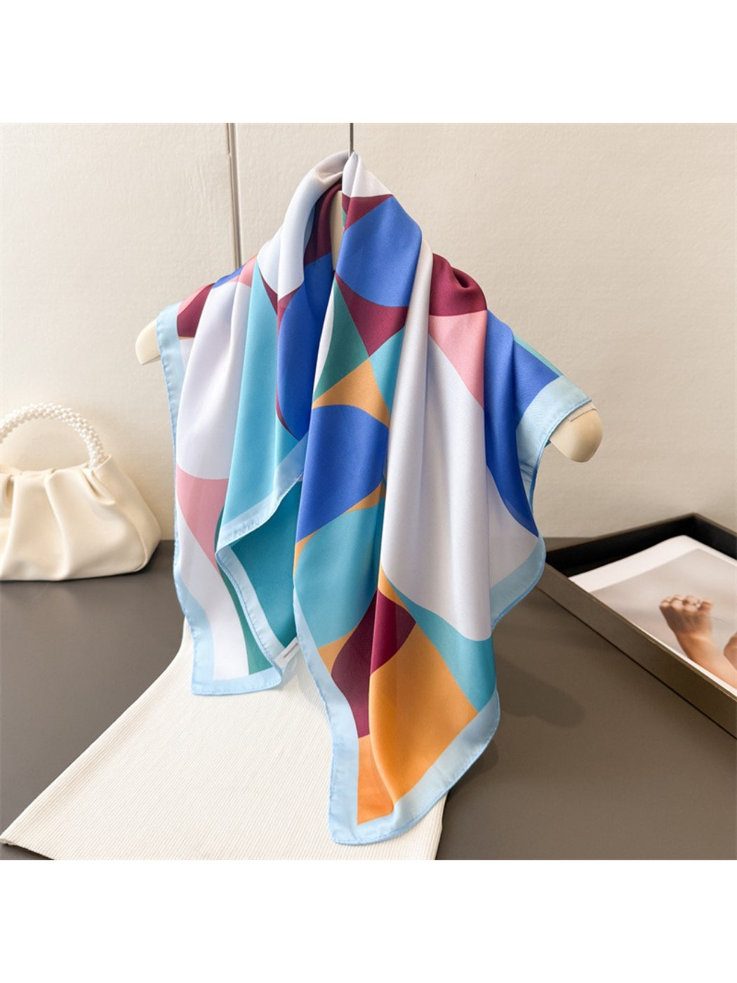 Scarvii - Colorblock Geometric Circle Square Scarf