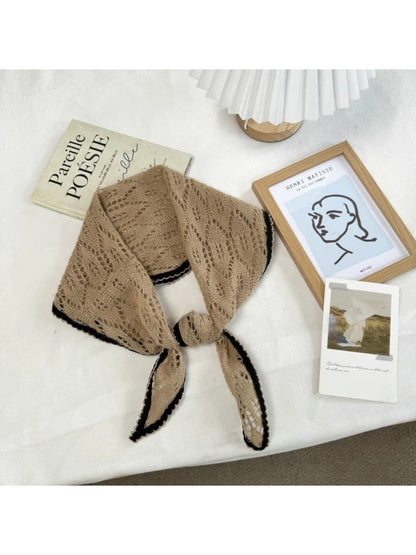 Scarvii - Leaf-Like Openwork Scallop Trim Scarf