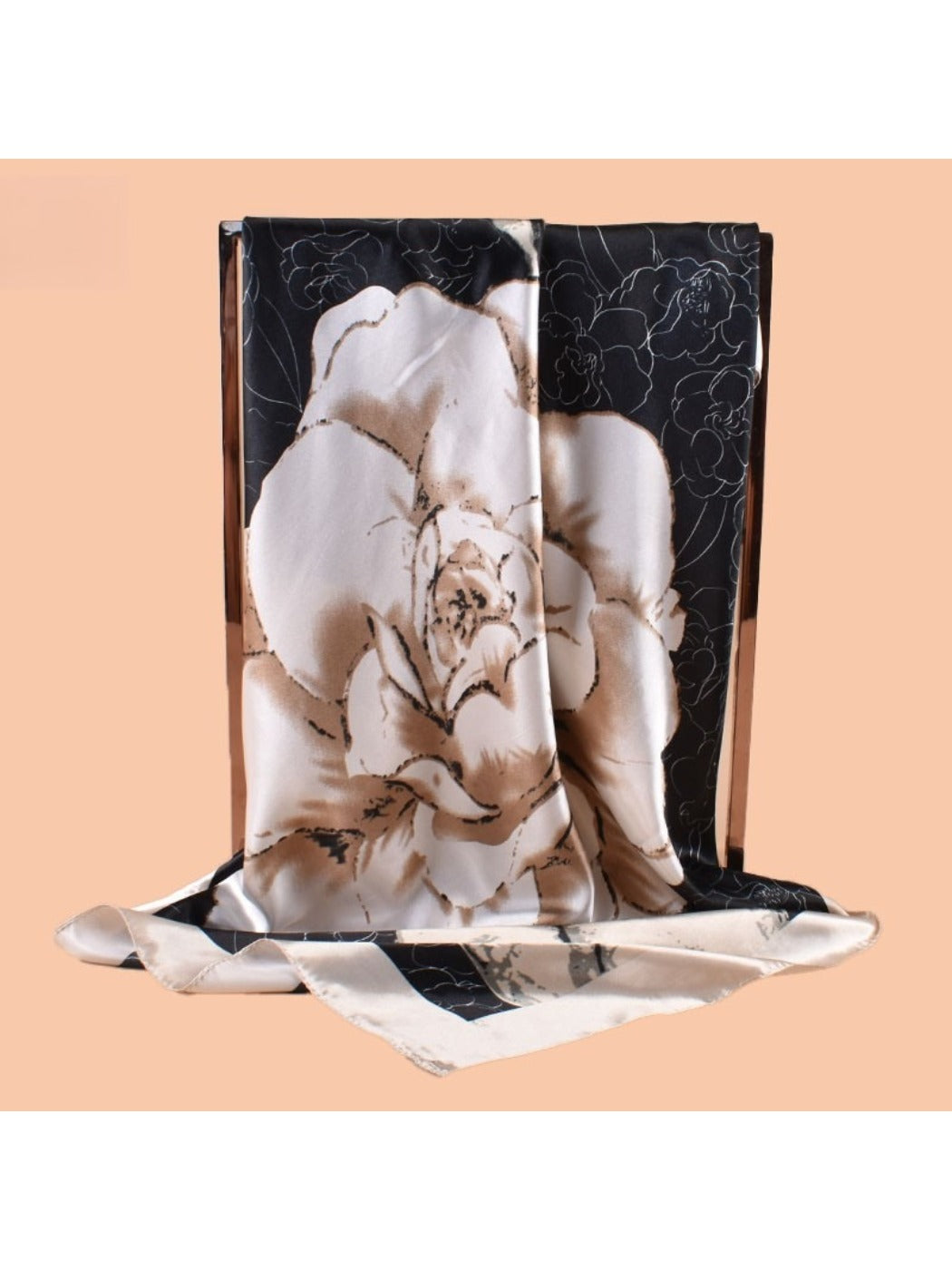 Scarvii - Square Scarf with Elegant Camellia Print