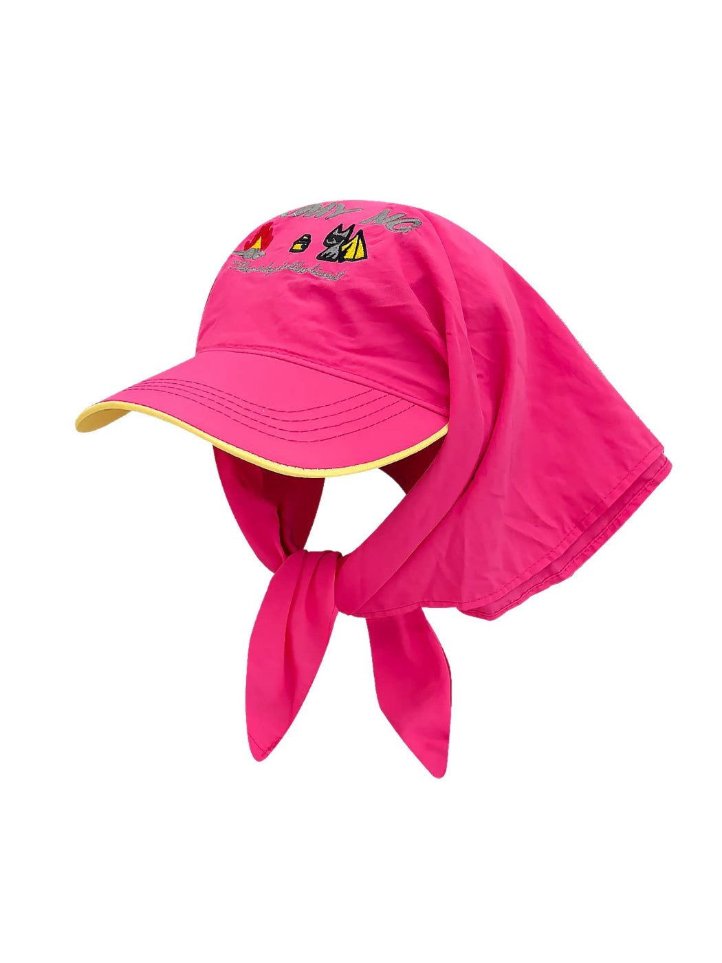 Haila turban hat worn on a mannequin head showing front embroidery