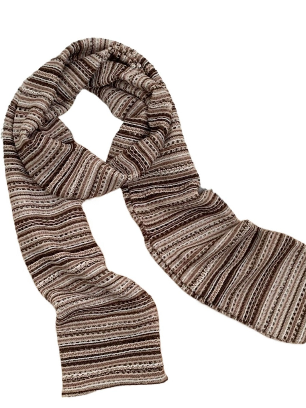 Scarvii - Stripe Color-Block Knit Long Narrow Scarf