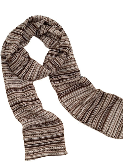 Scarvii - Stripe Color-Block Knit Long Narrow Scarf
