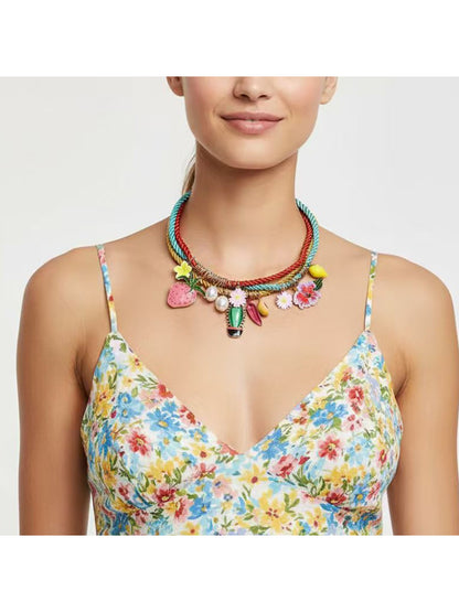 Neckit Summer Charm Necklace featuring fruit and floral details on a delicate chain