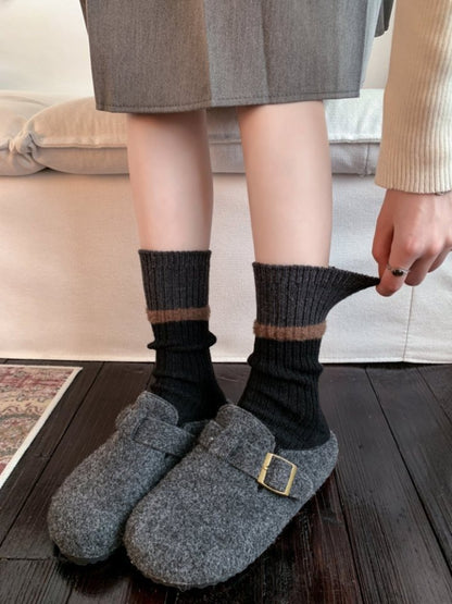 Rufia - Stacked Contrast Stripe Ribbed Crew Socks