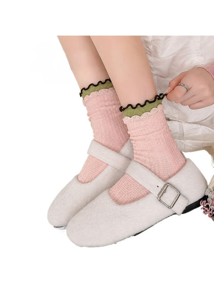 Rufia - Ribbed Layered-Ruffle Crew Socks