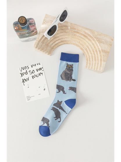 Rufia - Playful Cartoon Cat Pattern Socks