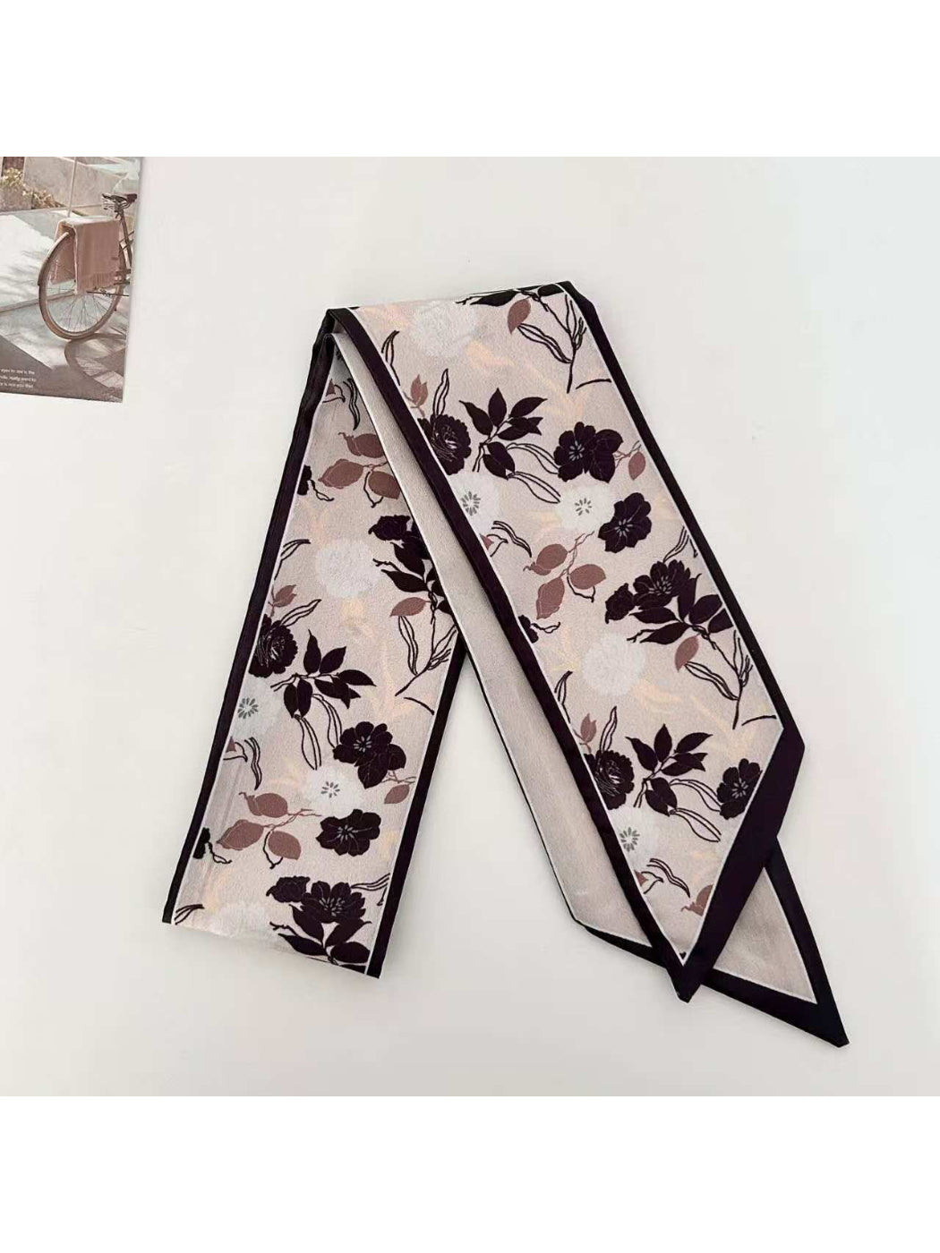 Scarvii Soft Floral Print Skinny Scarf