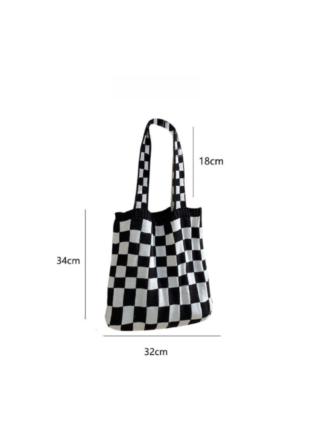 Cosbai – Knitted Checkered Tote Bag