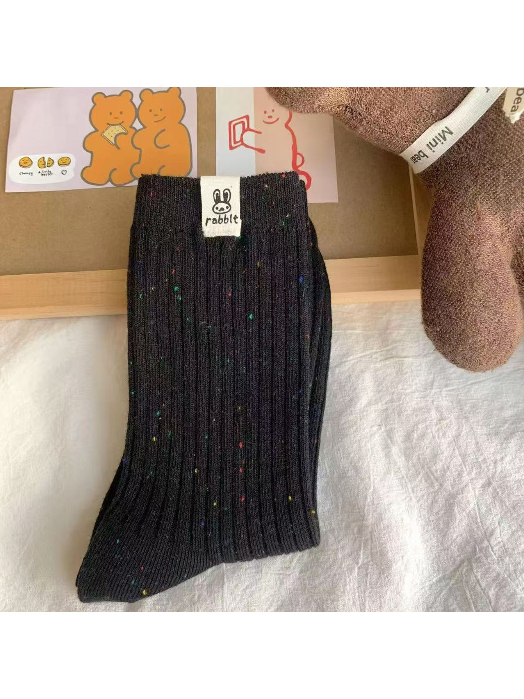 Rufia - Flecked Rib Knit Crew Socks