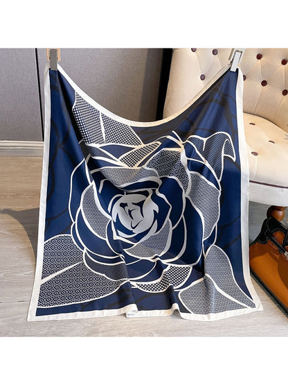Scarvii - Graphic Rose Pattern Square Scarf