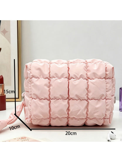 Cosbai - Quilted Grid Soft Cosmetic Organizer Bag