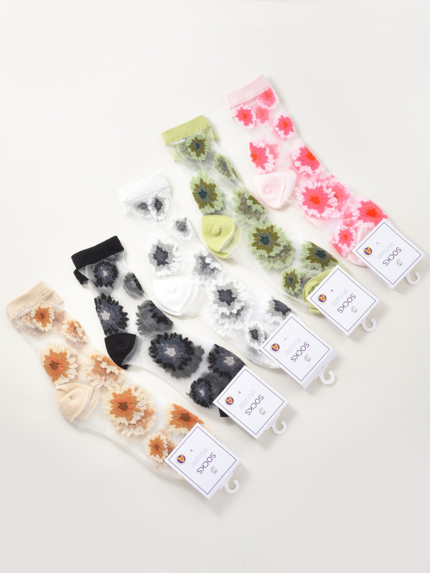 Rufia - Floral Sheer Crew Socks