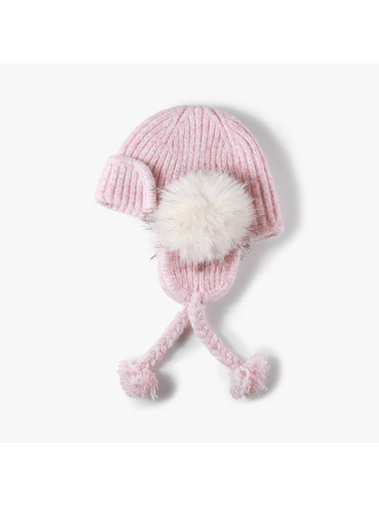 Haila - Braided Pom Earflap Knit Balaclava Hat