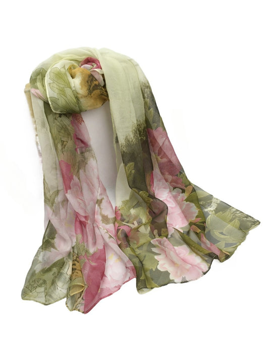 Scarvii - Vibrant Peony Print Scarf - Light & Feminine