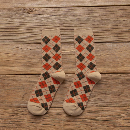 Rufia - Argyle Pattern Mid-Calf Socks