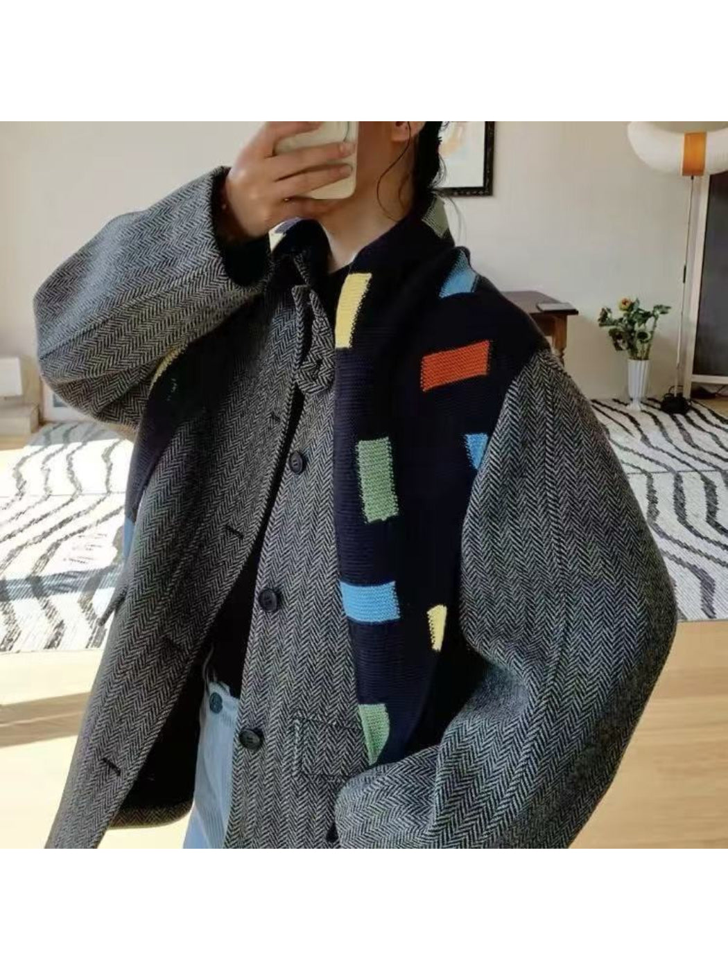 Scarvii - Geometric Block Triangle Knit Scarf