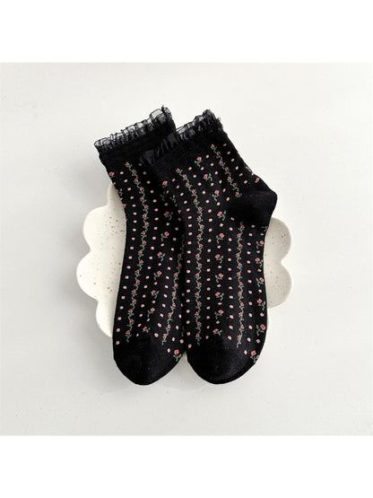 Rufia - Ruffle Floral Casual Ankle Socks
