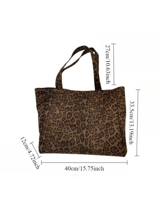 Cosbai - Women's Shoulder Bag with Leopard Print