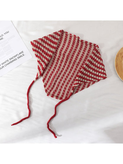 Scarvii - Contrast Stripe Knit Triangle Bandana