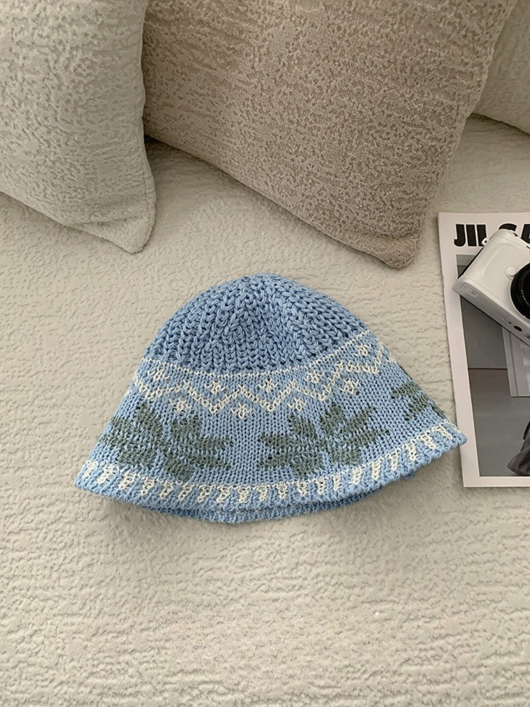 Haila - Floral Pattern Knit Bucket Hat