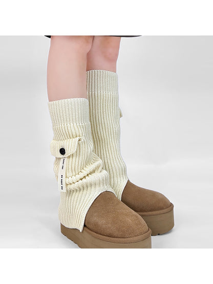 Cozyra - Slit Hem Solid Knit Women's Leg Warmers