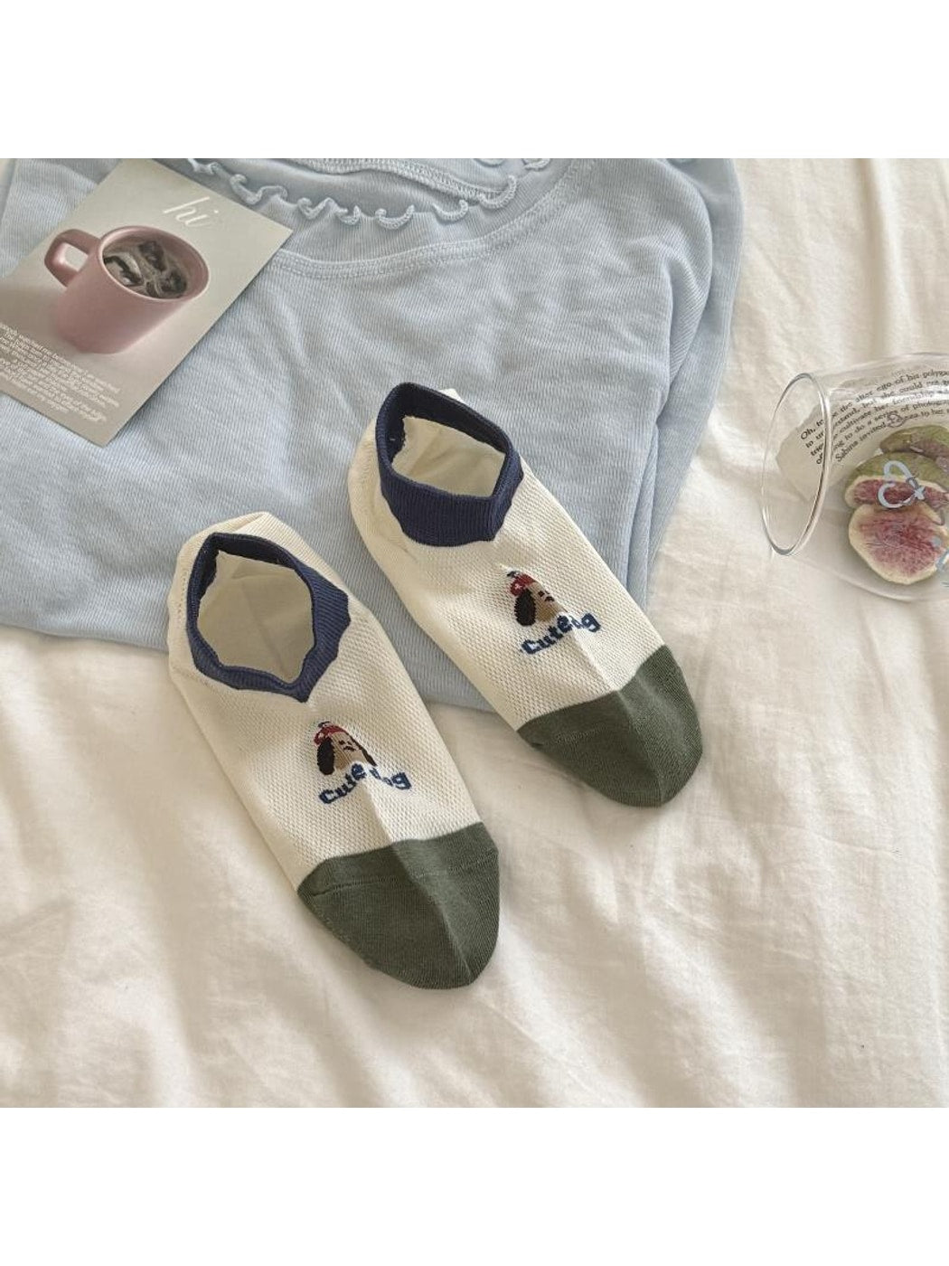 Rufia - Cute Tree and Dog Print Low Ankle Socks