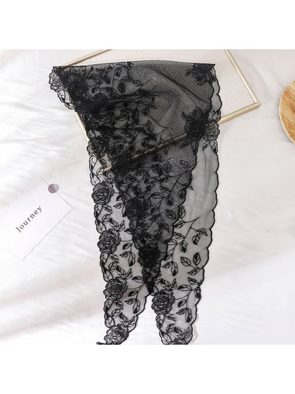 Scarvii - Rose Embroidered Lace Triangle Bandana