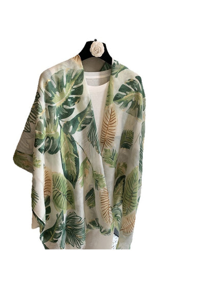 Scarvii - Leaf Print Fashion Shawl Scarf