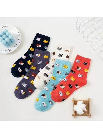 Rufia - Cute Cat Face Pattern Crew Socks product image 2