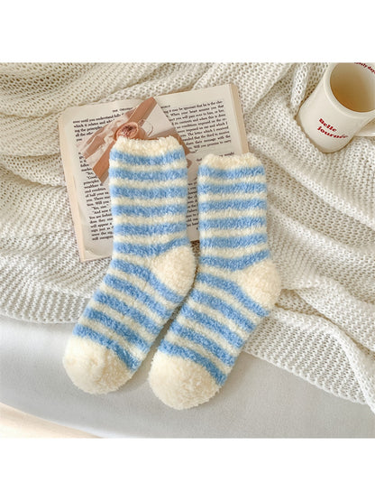 Rufia - Sweet Plush Striped Crew Socks