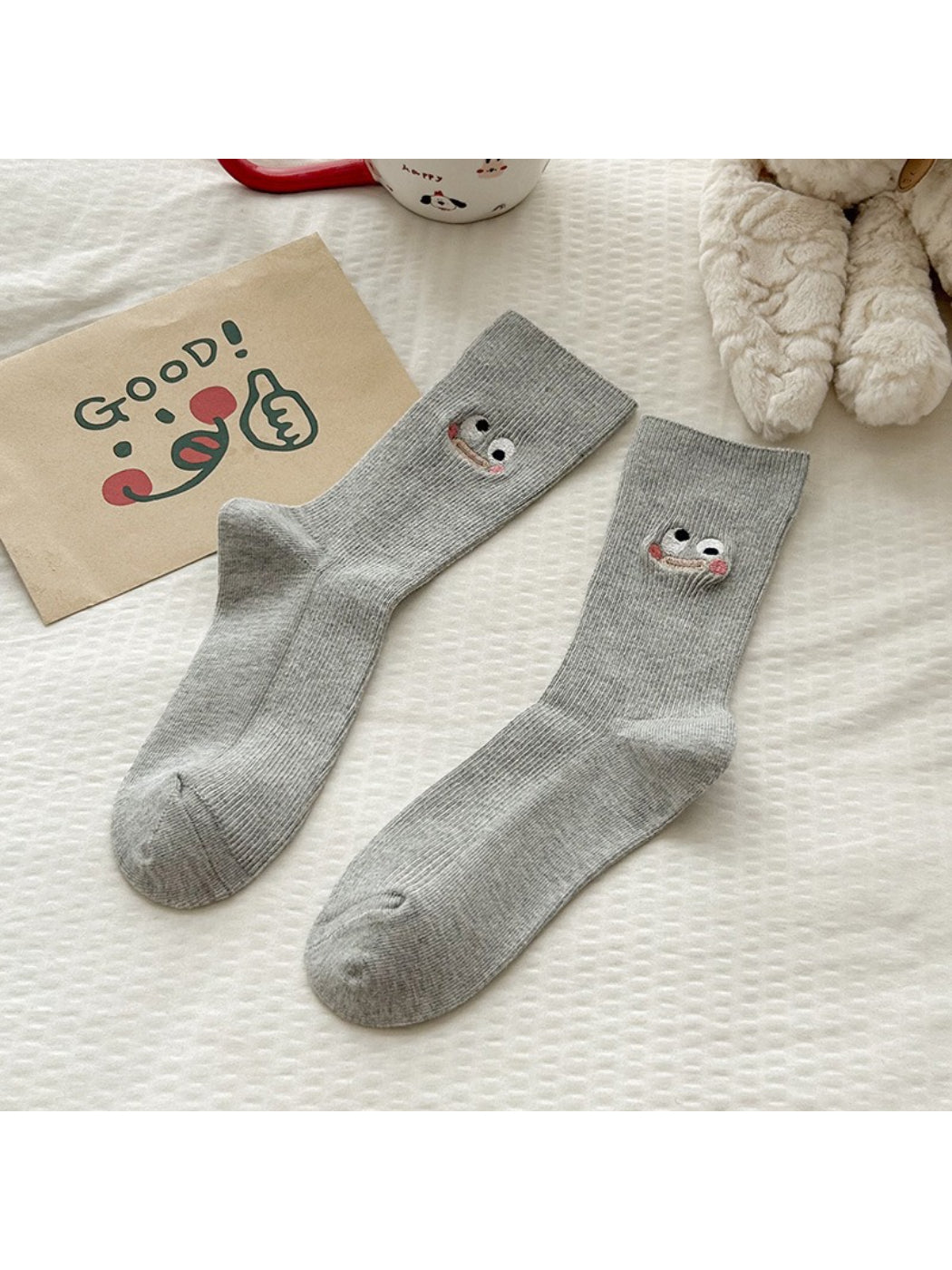 Rufia - Smiley Face Embroidered Crew Socks product image 6