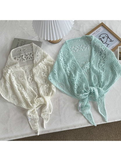 Scarvii - Casual Openwork Knit Triangle Bandana