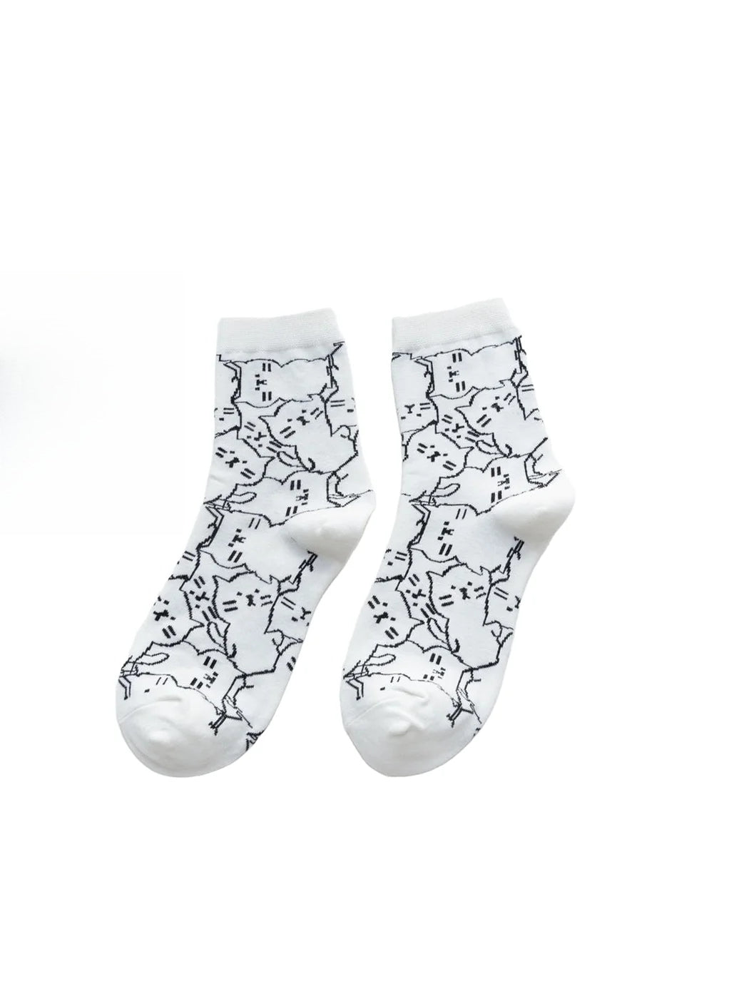 Rufia - Cat Motif Ribbed-Cuff Crew Socks