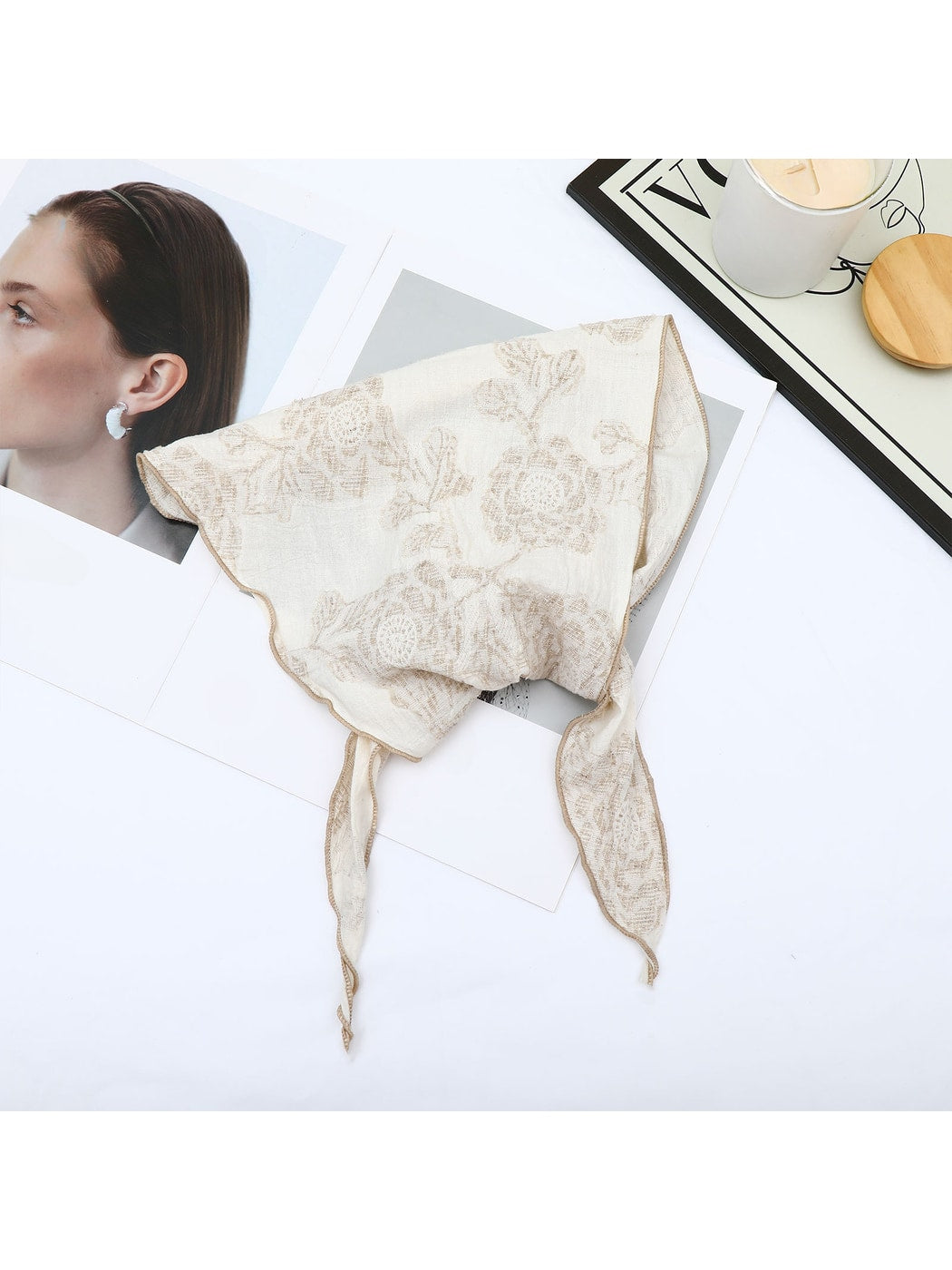 Scarvii - Rose Print Triangle Bandana