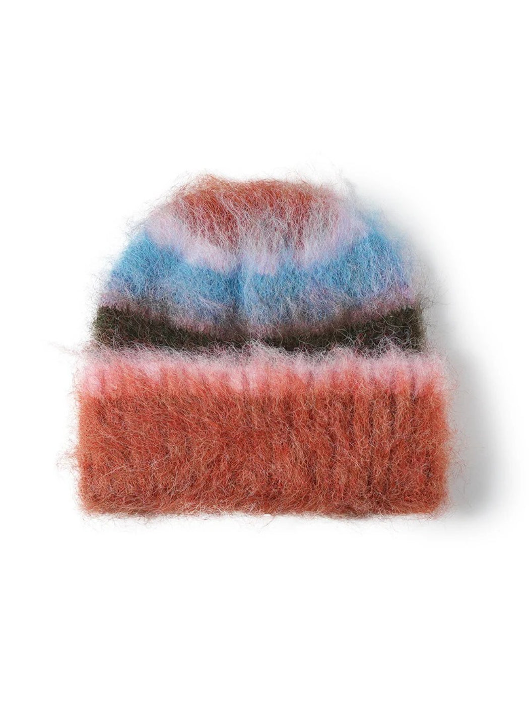 Haila - Fuzzy Multicolor Striped Cuffed Beanie
