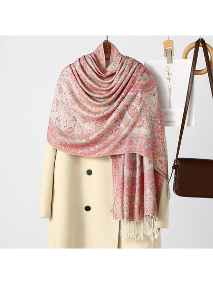 Scarvii - Ethnic Print Fringed Shawl Scarf