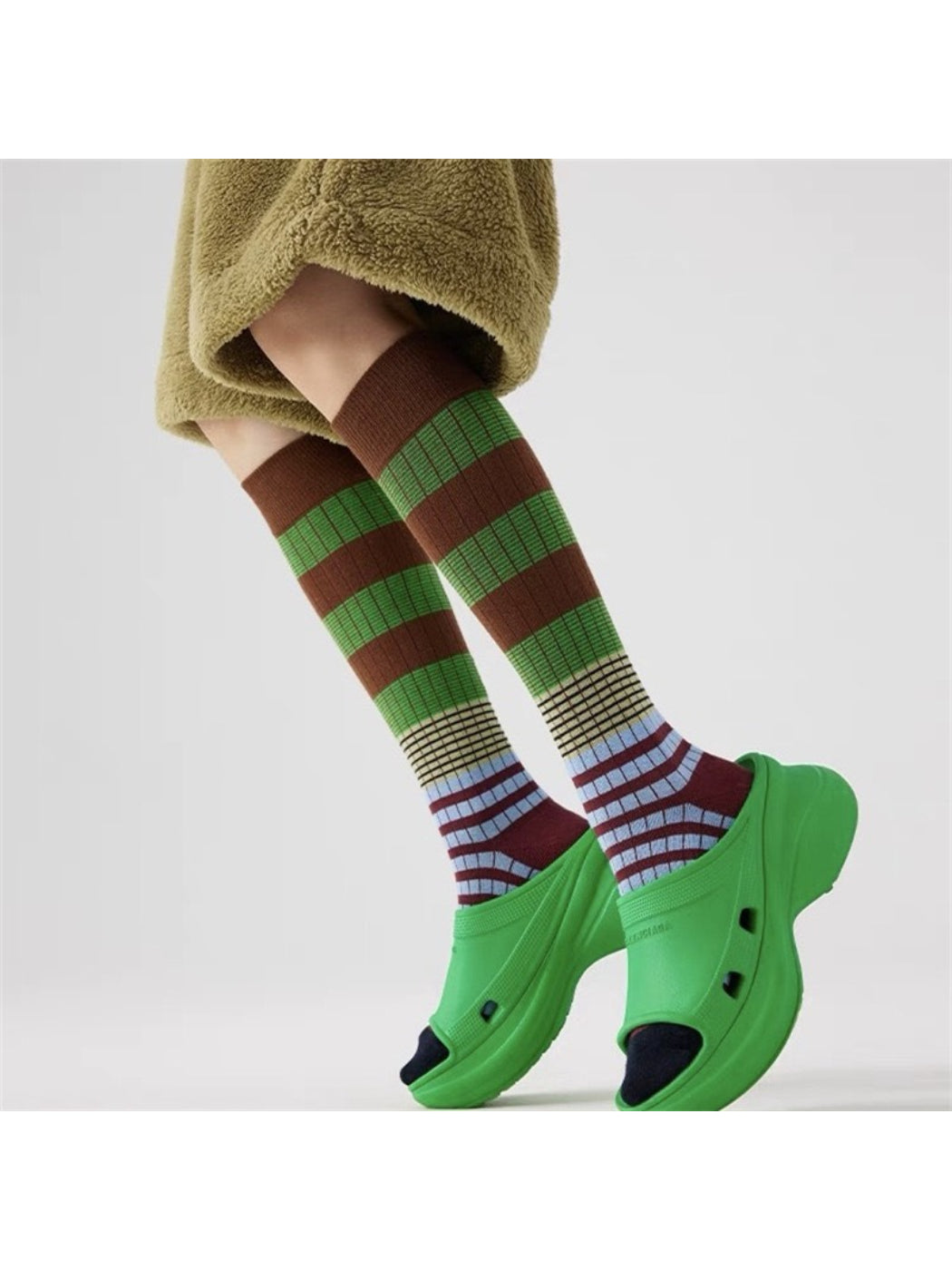 Rufia socks displayed with folded cuff emphasizing layered design