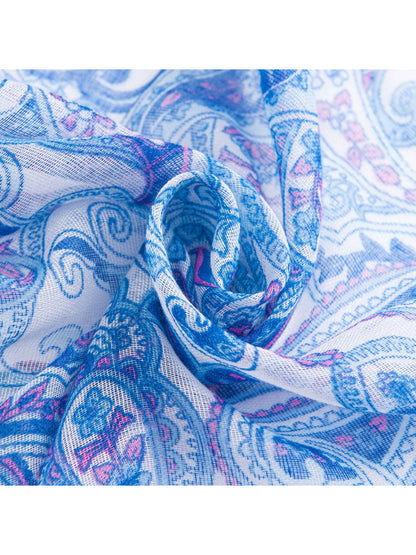 Scarvii - Blue Paisley Print Scarf