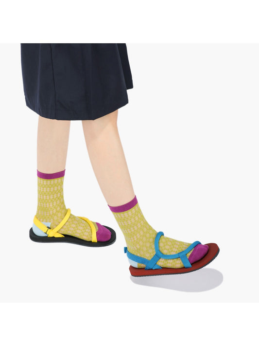Rufia - Sheer Shell Mesh Colorblock Ankle Socks