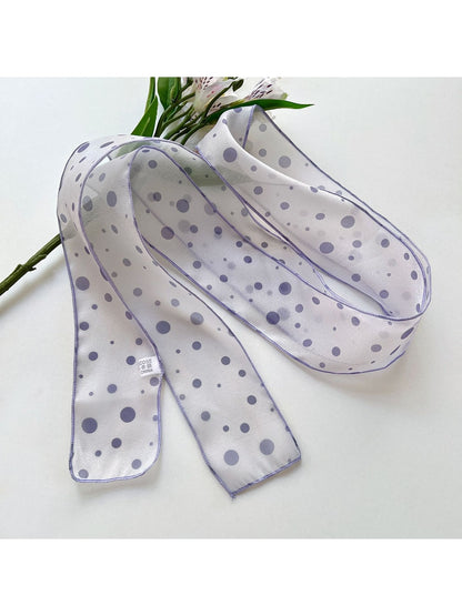 Scarvii - Cute Polka Dot Printed Long Narrow Scarf