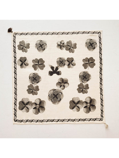 Scarvii - Retro Floral Print Chain Border Square Scarf