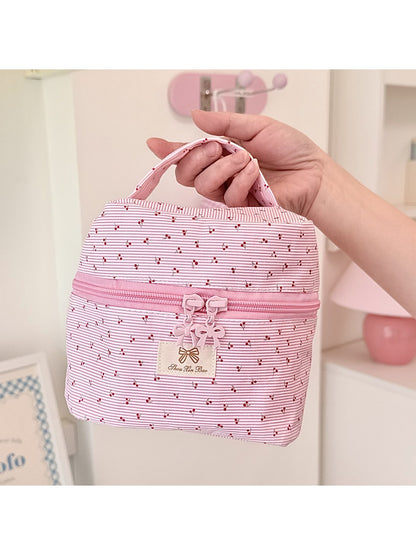 Cosbai - Cute Pink Floral Print Cosmetic Organizer Bag