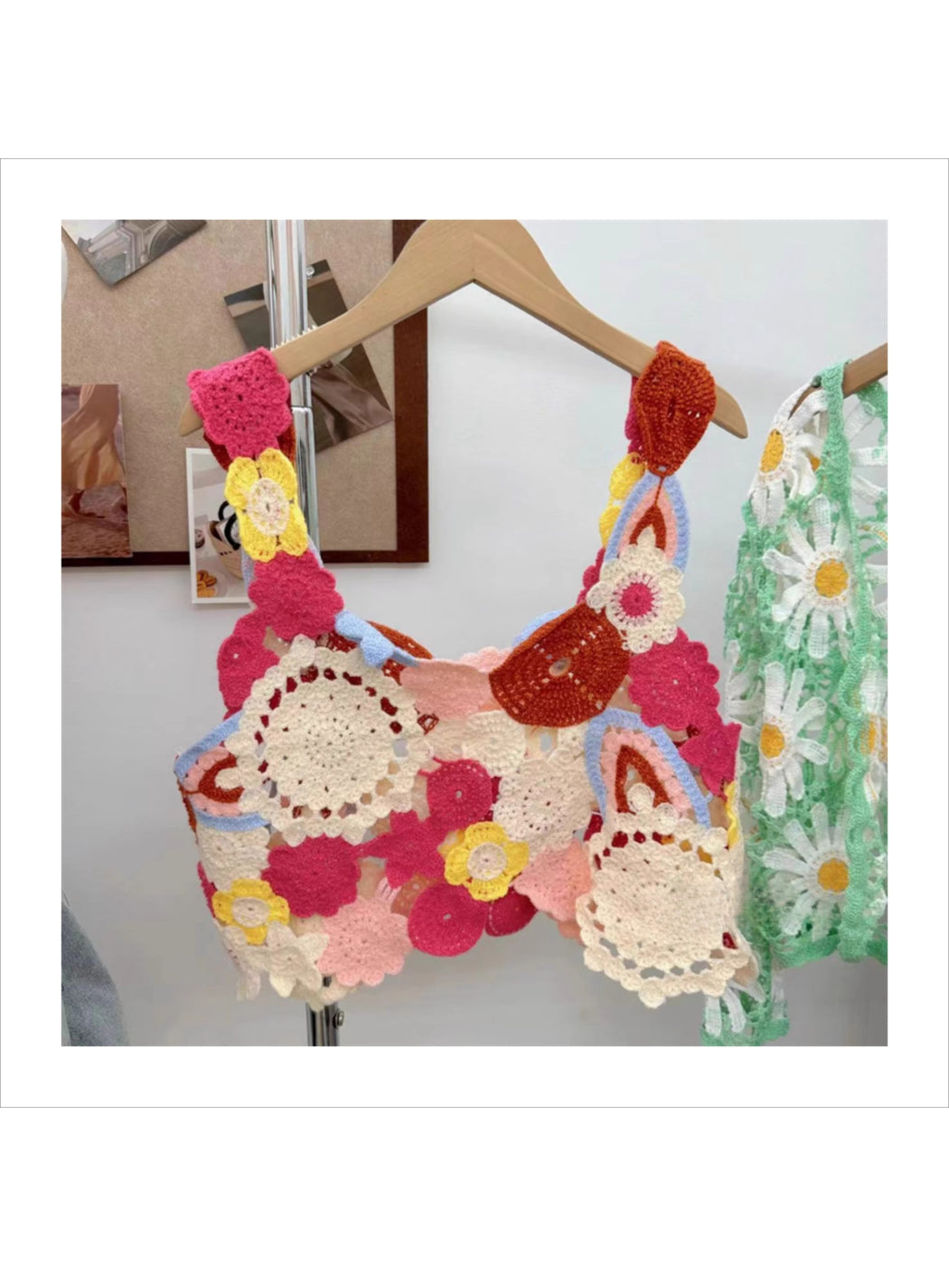 Crosa - Multicolor Crochet Flower Top Sweater
