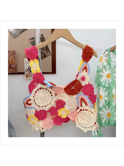 Crosa - Multicolor Crochet Flower Top Sweater