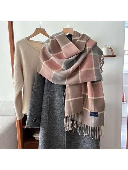 Scarvii - Classic Plaid Fringed Winter Fashion Scarf