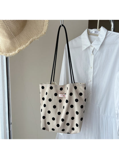 Cosbai - Minimal Dot Print Tote Bag