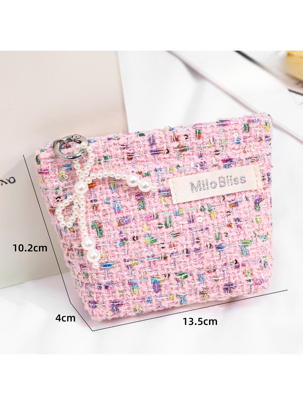 Cosbai - Soft Tweed Mini Cosmetic Bag Pouch detail view 5