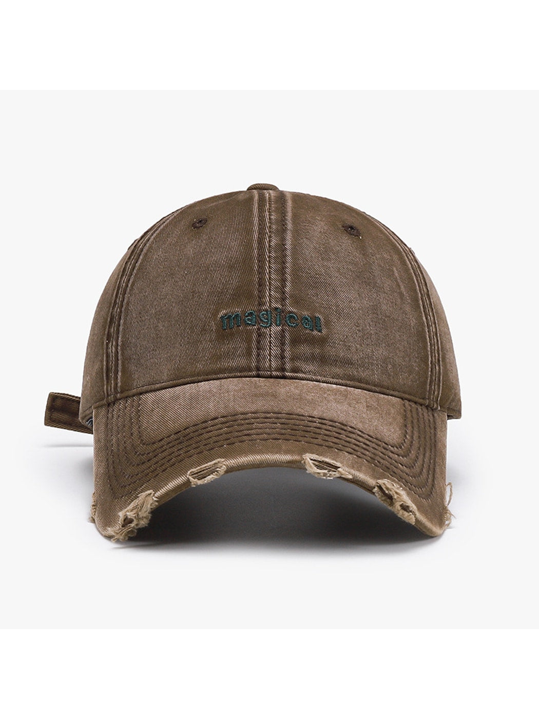 Haila - Embroidered Distressed Curved Brim Baseball Cap